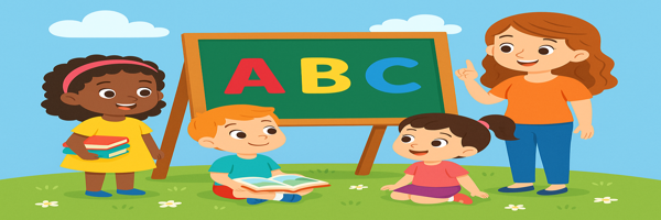 Child learning with cartoons